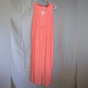 Joules Coral and White Striped Maxi Dress